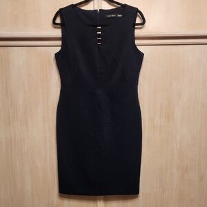 Ivanka Trump Women's Sheath Dress with Gold Accents Navy Blue SZ 10